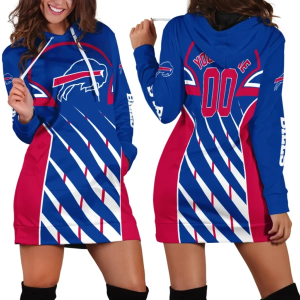 Buffalo Squad Hoodie Dress Women, Lifestyle Women's Hoodie Dress PTHDDBB00
