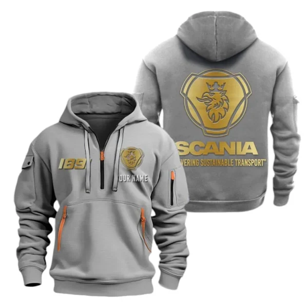 Heavy Hauler Hoodie Half Zipper, All Over Print Hoodie Gift For Heavy Hauler Enthusiasts CAR019 - Image 3