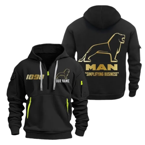 Hoodie Half Zipper Exclusive Logo Gift For European Heavy Truck Enthusiasts CAR019 - Image 2