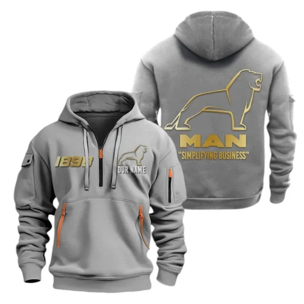 Hoodie Half Zipper Exclusive Logo Gift For European Heavy Truck Enthusiasts CAR019 - Image 3