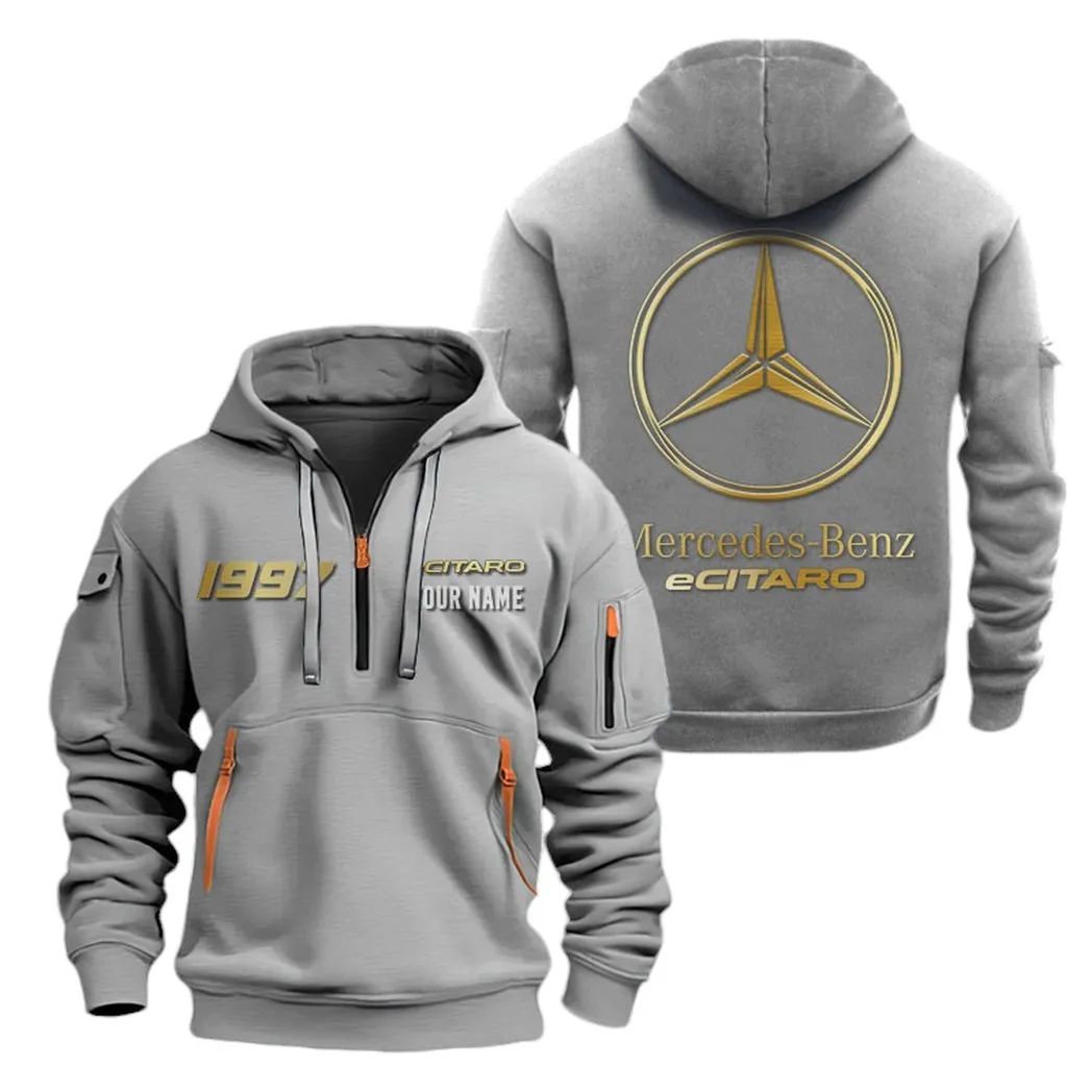 Hoodie Half Zipper Exclusive Logo Gift For City Bus Enthusiasts CAR019 - Image 3