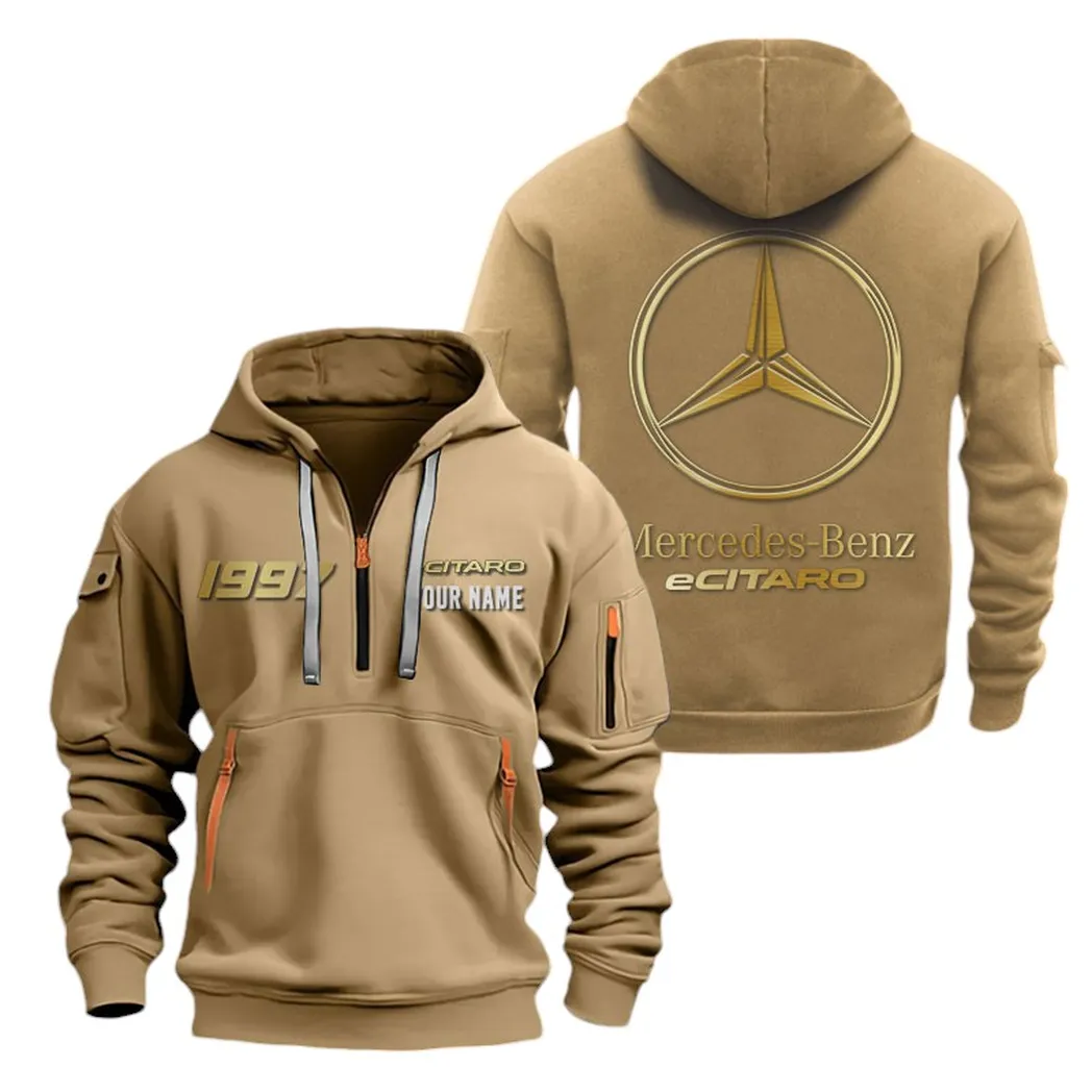 Hoodie Half Zipper Exclusive Logo Gift For City Bus Enthusiasts CAR019 - Image 4