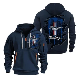 Pony Car Hoodie Half Zipper, All Over Print Hoodie Gift For Pony Car Enthusiasts CAR021