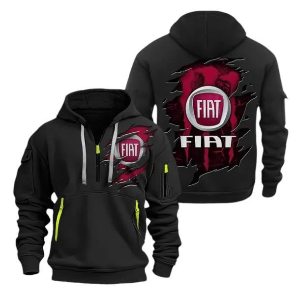 Hoodie Half Zipper Exclusive Logo Gift For Italian Compact Car Enthusiasts CAR021 - Image 2