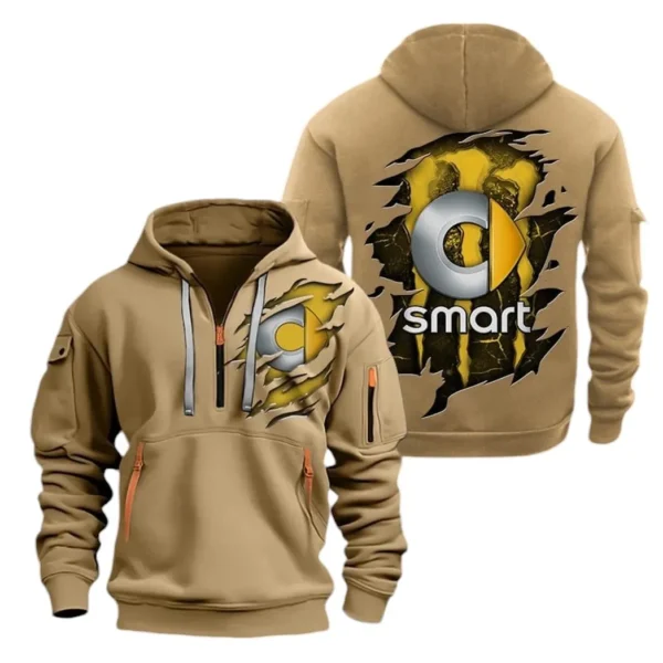 Compact City Car Hoodie Half Zipper, Exclusive Logo Hoodie For Compact City Car Enthusiasts CAR021 - Image 4