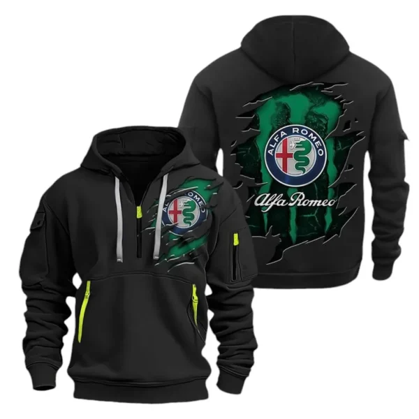 Hoodie Half Zipper Exclusive Logo Gift For Italian Classic Enthusiasts CAR021 - Image 2