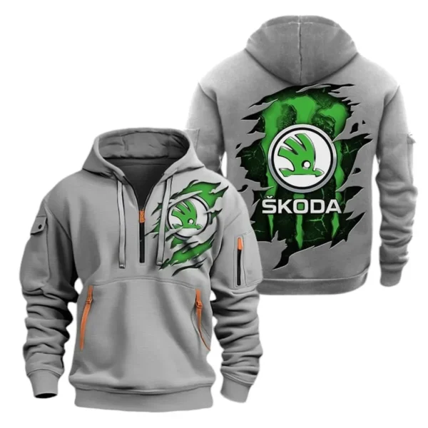 Czech Automobile Hoodie Half Zipper, All Over Print Hoodie Gift For Czech Automobile Enthusiasts CAR021 - Image 3