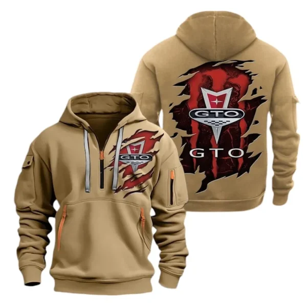 Classic American Car Hoodie Half Zipper, Exclusive Logo Hoodie For Classic American Car Enthusiasts CAR021 - Image 4