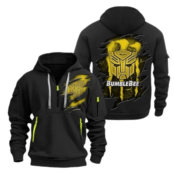 Yellow Sports Car Hoodie Half Zipper, Exclusive Logo Hoodie For Yellow Sports Car Enthusiasts CAR021 - Image 2