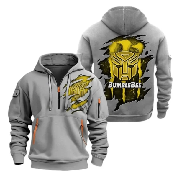 Yellow Sports Car Hoodie Half Zipper, Exclusive Logo Hoodie For Yellow Sports Car Enthusiasts CAR021 - Image 3