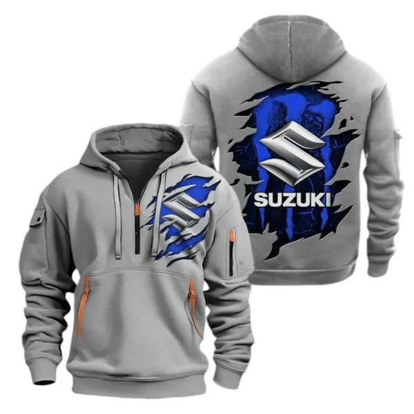 Hoodie Half Zipper Exclusive Logo Gift For Superbike Enthusiasts CAR021 - Image 3