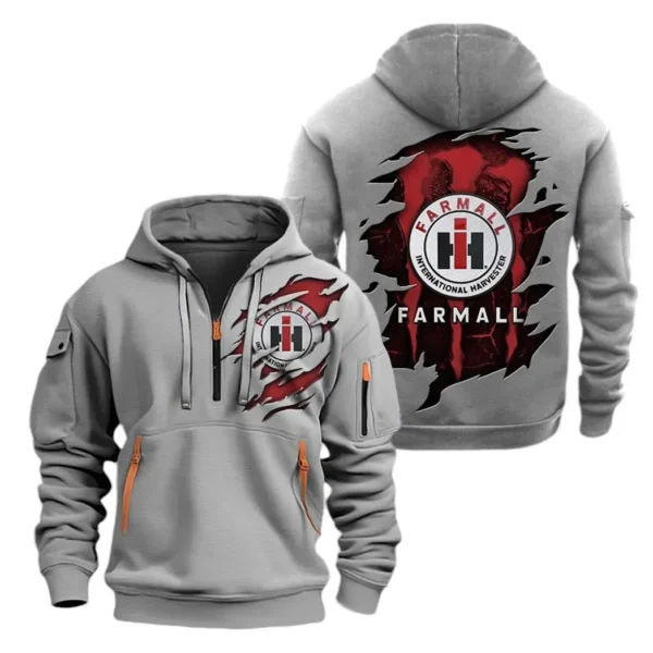 Hoodie Half Zipper Exclusive Logo Gift For Classic Farm Tractor Enthusiasts CAR032 - Image 3