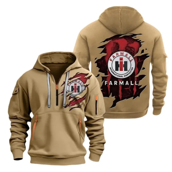 Hoodie Half Zipper Exclusive Logo Gift For Classic Farm Tractor Enthusiasts CAR032 - Image 4