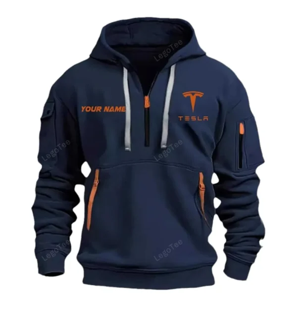 Hoodie Half Zipper Exclusive Logo Gift For Electric Car Enthusiasts CAR042