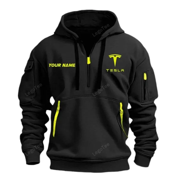 Hoodie Half Zipper Exclusive Logo Gift For Electric Car Enthusiasts CAR042 - Image 2