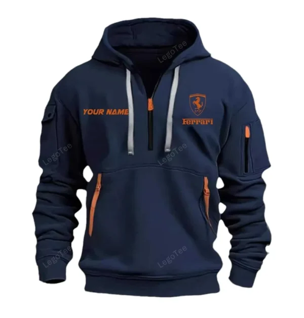Hoodie Half Zipper Exclusive Logo Gift For Auto Racing Enthusiasts CAR042