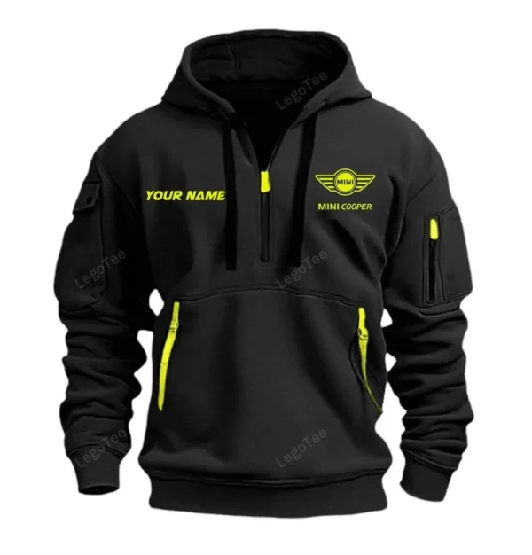 Retro Compact Hoodie Half Zipper, Exclusive Logo Hoodie For Retro Compact Enthusiasts CAR042 - Image 2
