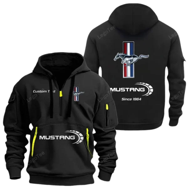 Hoodie Half Zipper Exclusive Logo Gift For Pony Car Enthusiasts CAR052 - Image 2