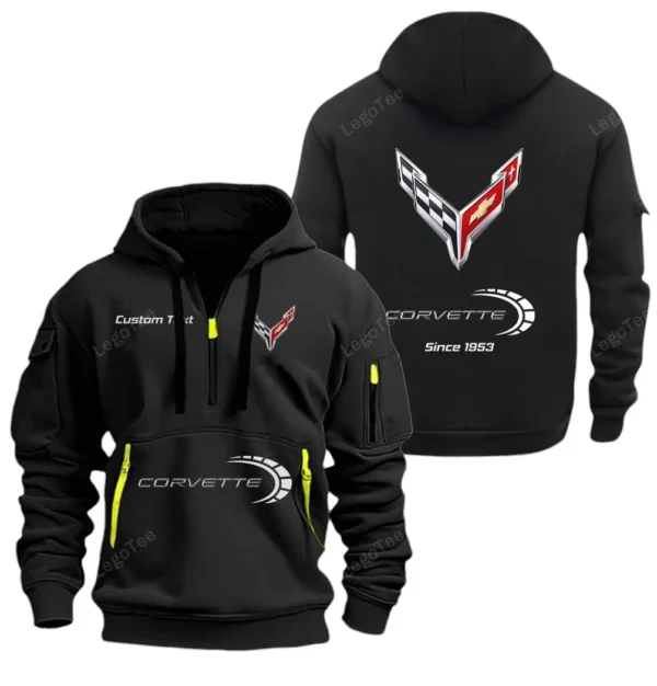Hoodie Half Zipper Exclusive Logo Gift For American Pony Car Enthusiasts CAR052 - Image 2