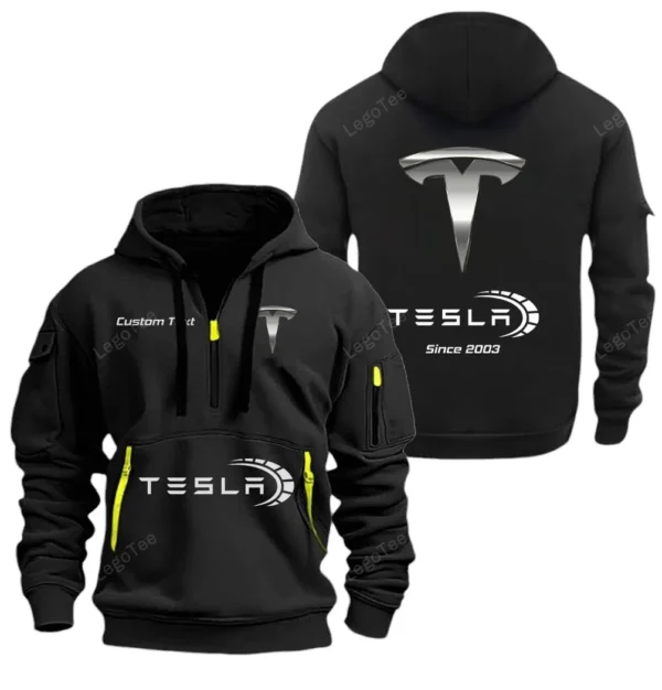 Hoodie Half Zipper Exclusive Logo Gift For Battery-Powered Car Enthusiasts CAR052 - Image 2