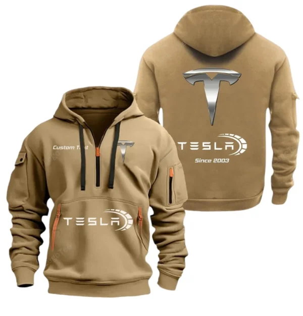 Hoodie Half Zipper Exclusive Logo Gift For Battery-Powered Car Enthusiasts CAR052 - Image 4