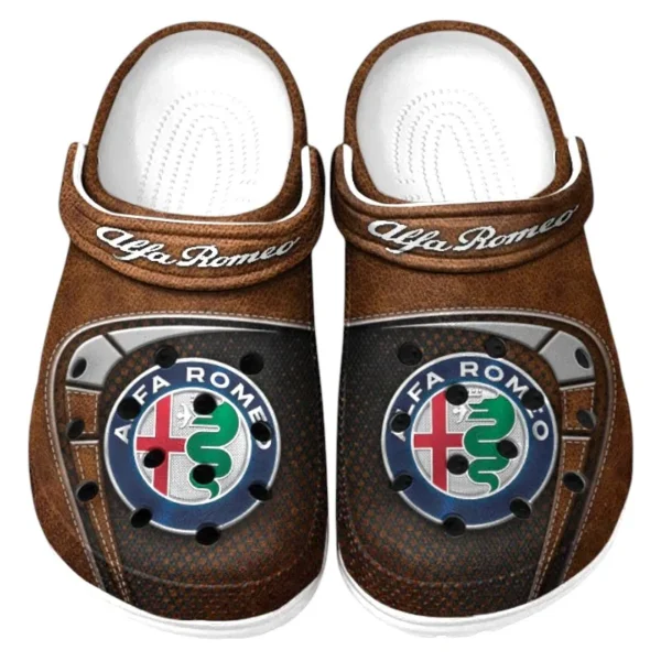 Stylish Grand Tourer Lover’s All Over Print Clog, Slip-On Shoes for Daily Comfort and Garage Style CAR177 - Brown