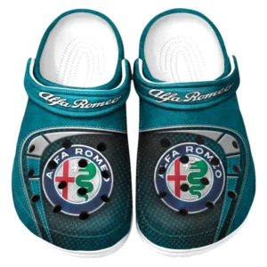 Trendy Classic Sport Coupe Themed Clog, Full Print Lightweight Footwear for Fans of Automotive Style CAR177 - Cyan