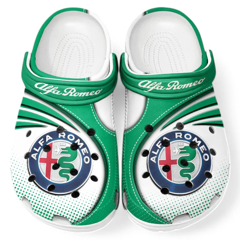 Trendy Classic Sport Coupe Themed Clog, Full Print Lightweight Footwear for Fans of Automotive Style CAR181 - Green