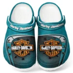Trendy Chopper Style Bike Themed Clog, Full Print Lightweight Footwear for Fans of Automotive Style CAR183 - Cyan