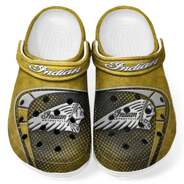 American-Style Motorbike Lover’s All Over Print Clog, Slip-On Shoes for Daily Comfort and Garage Style CAR183 - Yellow