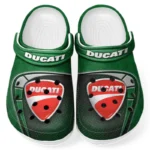 Trendy Sport Bike Themed Clog, Full Print Lightweight Footwear for Fans of Automotive Style CAR183 - Green