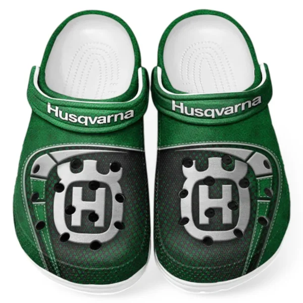 Trendy Off-Road Motorcycle Themed Clog, Full Print Lightweight Footwear for Fans of Automotive Style CAR183 - Green