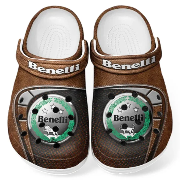 All Over Print Dual-Sport Bike Clog, Automotive Lifestyle Inspired Shoes for Car Enthusiasts CAR183 - Brown