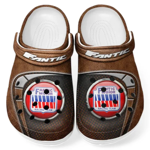 Brown Edition Trail Bike Inspired All Over Print Clog, Perfect Gift Footwear for Automotive Enthusiasts CAR183