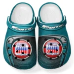 Custom Performance Off-Roader Inspired Clog All Over Print, Comfortable Slip-On Footwear for Auto Fans CAR183 - Cyan