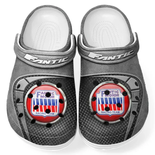 Automotive Theme Dirt Motorcycle Clog with Full Print Design, Stylish Everyday Comfort for Car Enthusiasts CAR183 - Gray