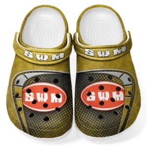 Trendy Outdoor Explorer Bike Themed Clog, Full Print Lightweight Footwear for Fans of Automotive Style CAR183 - Yellow