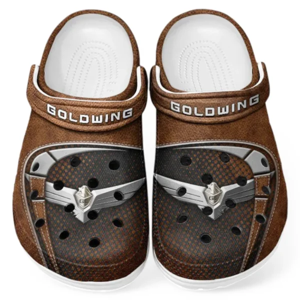 Comfort Touring Motorcycle Lover’s All Over Print Clog, Slip-On Shoes for Daily Comfort and Garage Style CAR183 - Brown