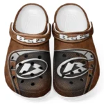 All Over Print Enduro Bike Clog, Automotive Lifestyle Inspired Shoes for Car Enthusiasts CAR183 - Brown