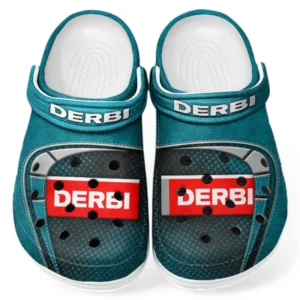 All Over Print Agile Two-Wheeler Clog, Automotive Lifestyle Inspired Shoes for Car Enthusiasts CAR183 - Cyan