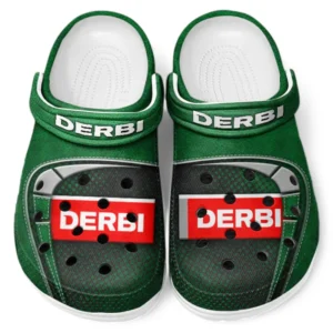 Personalized Compact Motorbike Design Clog, Full Print Slip-On Footwear Gift for Car Lovers CAR183 - Green