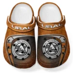 Trendy Retro Bike Themed Clog, Full Print Lightweight Footwear for Fans of Automotive Style CAR183 - Orange