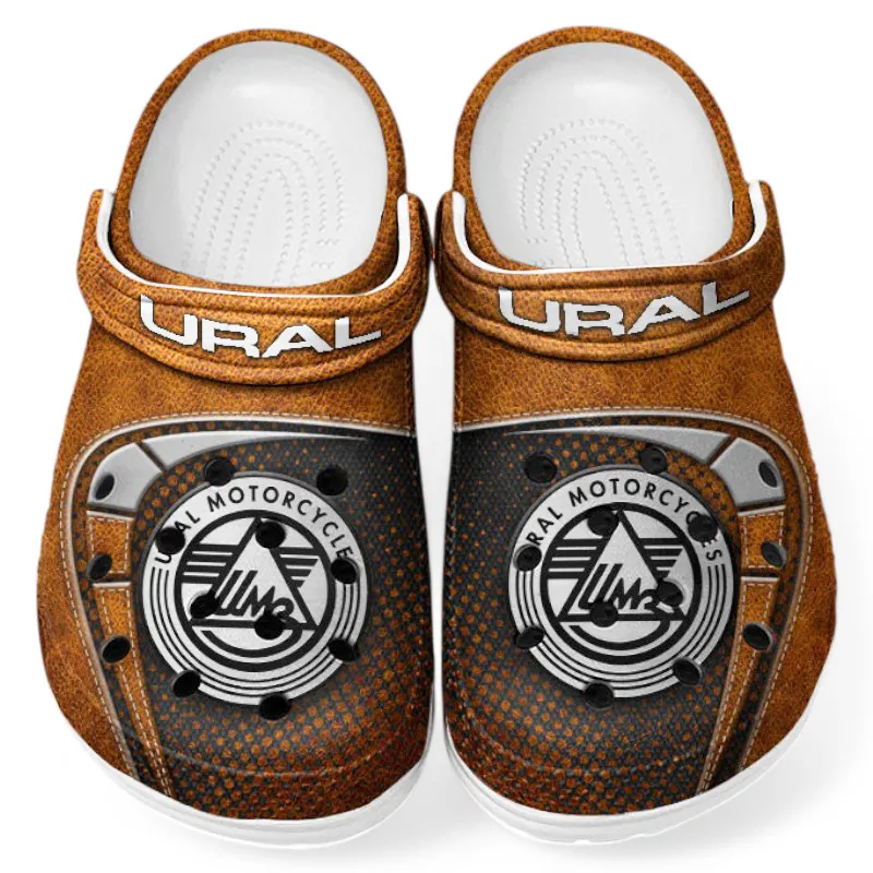 Trendy Retro Bike Themed Clog, Full Print Lightweight Footwear for Fans of Automotive Style CAR183 - Orange