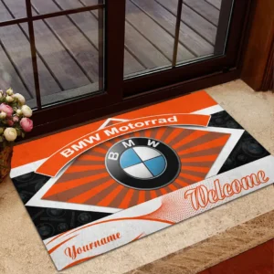 Street Motorcycle Doormat, Durable Auto-Inspired Rug for Garage or Home Entry CAR190 - Orange