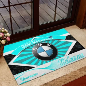 Track Car Doormat, Durable Auto-Inspired Rug for Garage or Home Entry CAR190 - Cyan