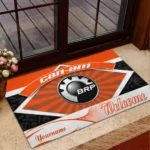 Rugged Trail Bike Doormat, Durable Auto-Inspired Rug for Garage or Home Entry CAR190 - Orange