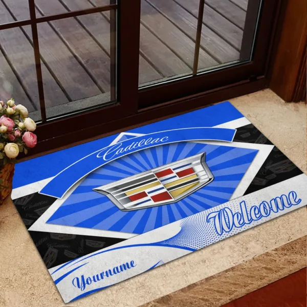 American Luxury Sedan Doormat, Durable Auto-Inspired Rug for Garage or Home Entry CAR190 - Blue