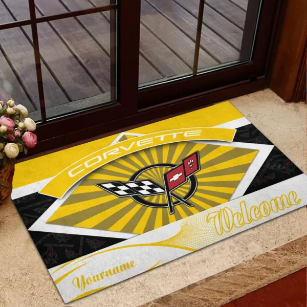 High-Performance Coupe Doormat, Durable Auto-Inspired Rug for Garage or Home Entry CAR190 - Yellow