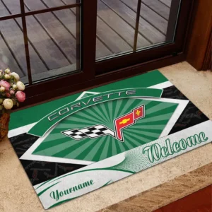 Modern Muscle Car Doormat, Durable Auto-Inspired Rug for Garage or Home Entry CAR190 - Green