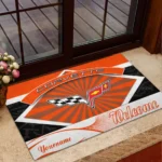 Lightweight Performance Car Doormat, Durable Auto-Inspired Rug for Garage or Home Entry CAR190 - Orange